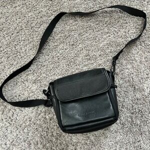 Vintage 90s Case Logic Black Faux Leather Bag Crossbody Padded Utility Tech Case